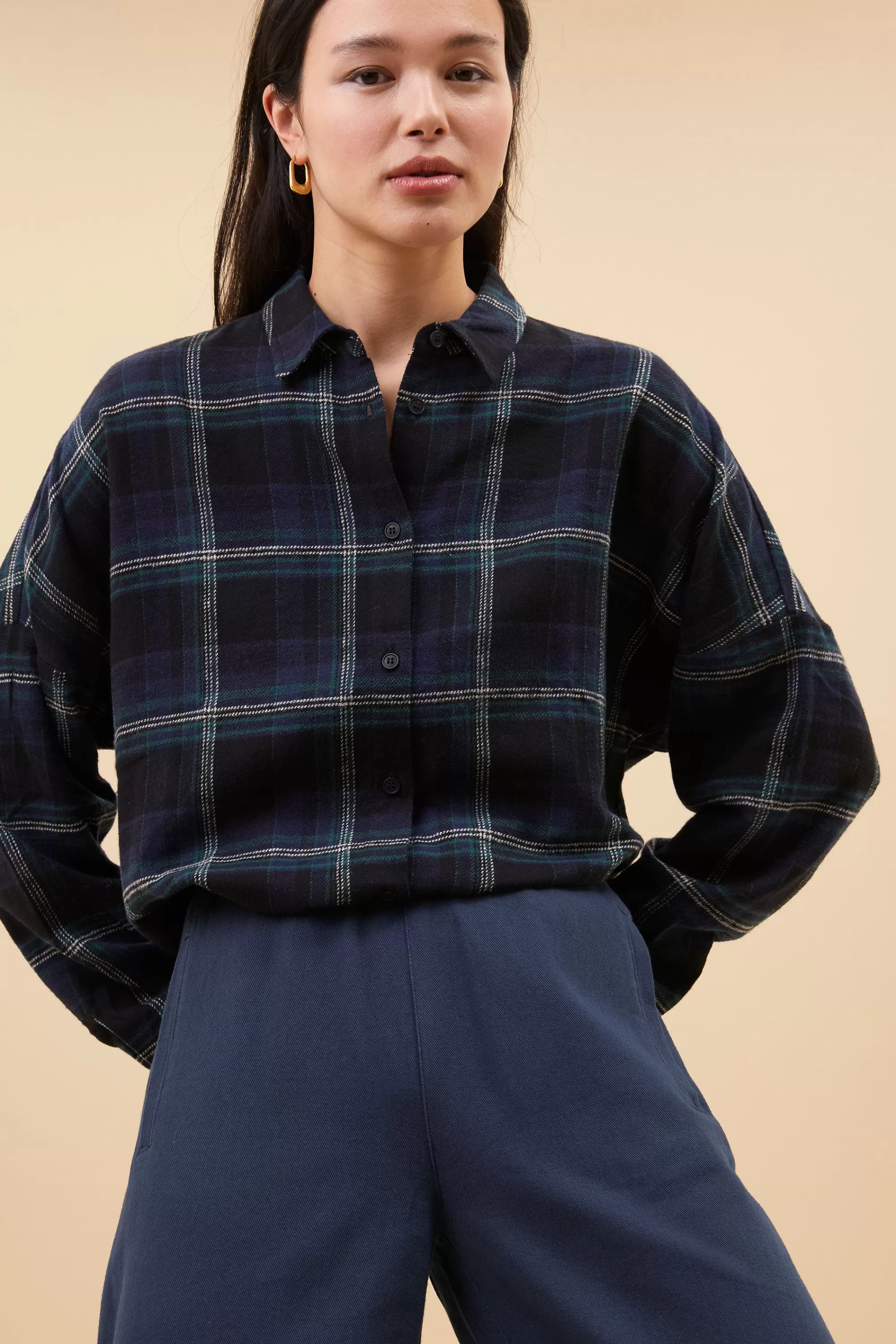 Sale check blouse | dark green Blouses