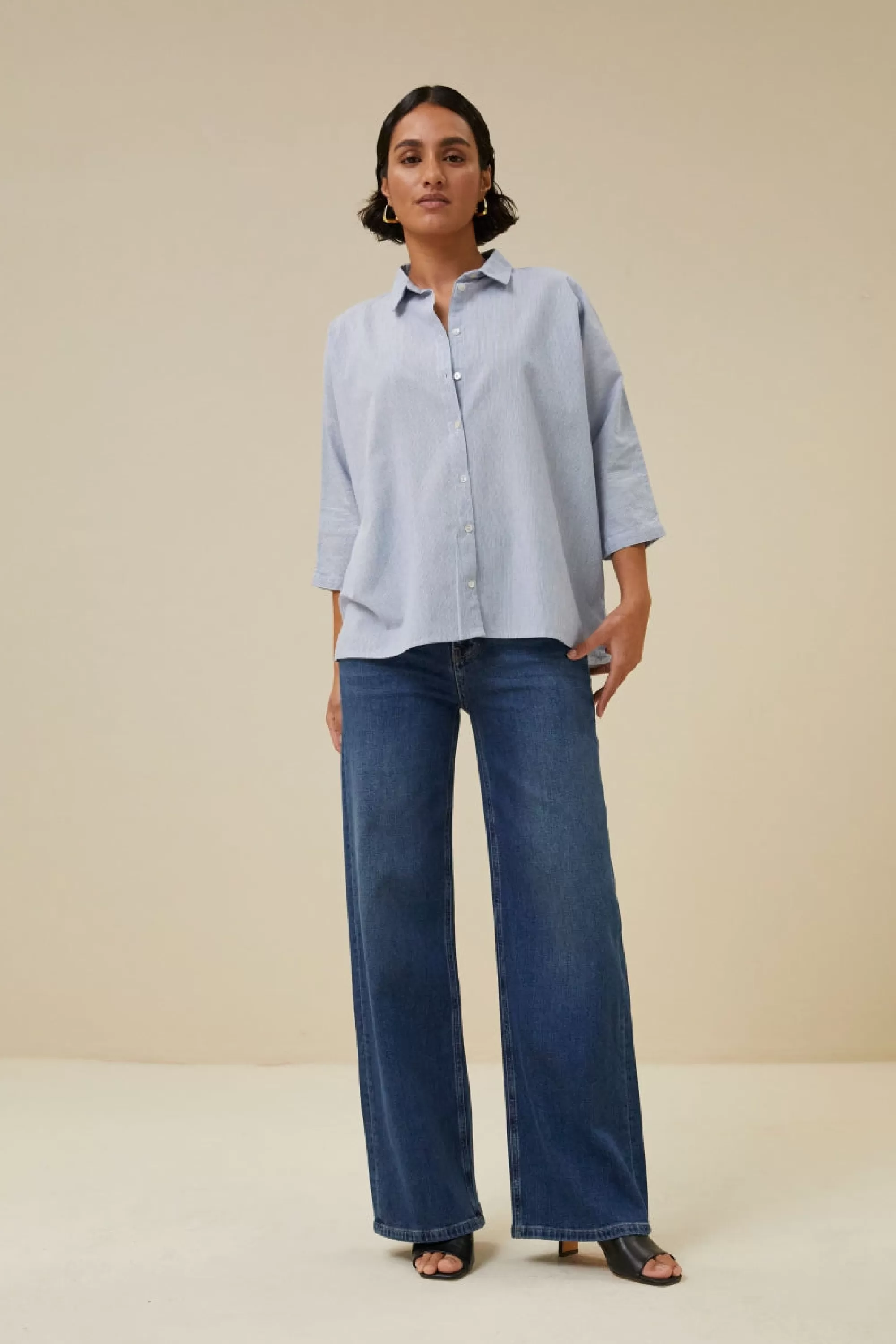 Online norel pin stripe blouse | indi grey Blouses
