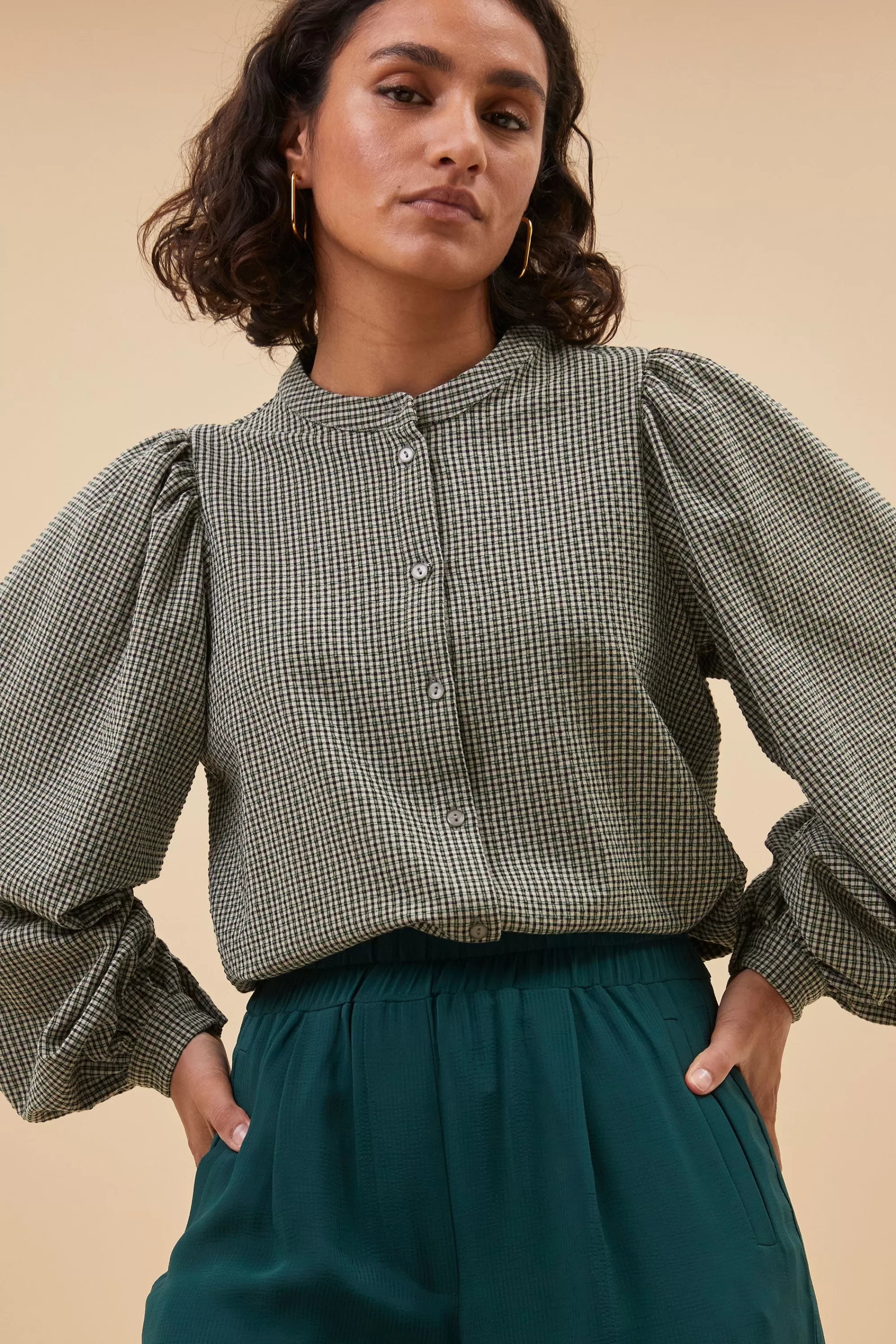 New rikki small check blouse | small check Blouses