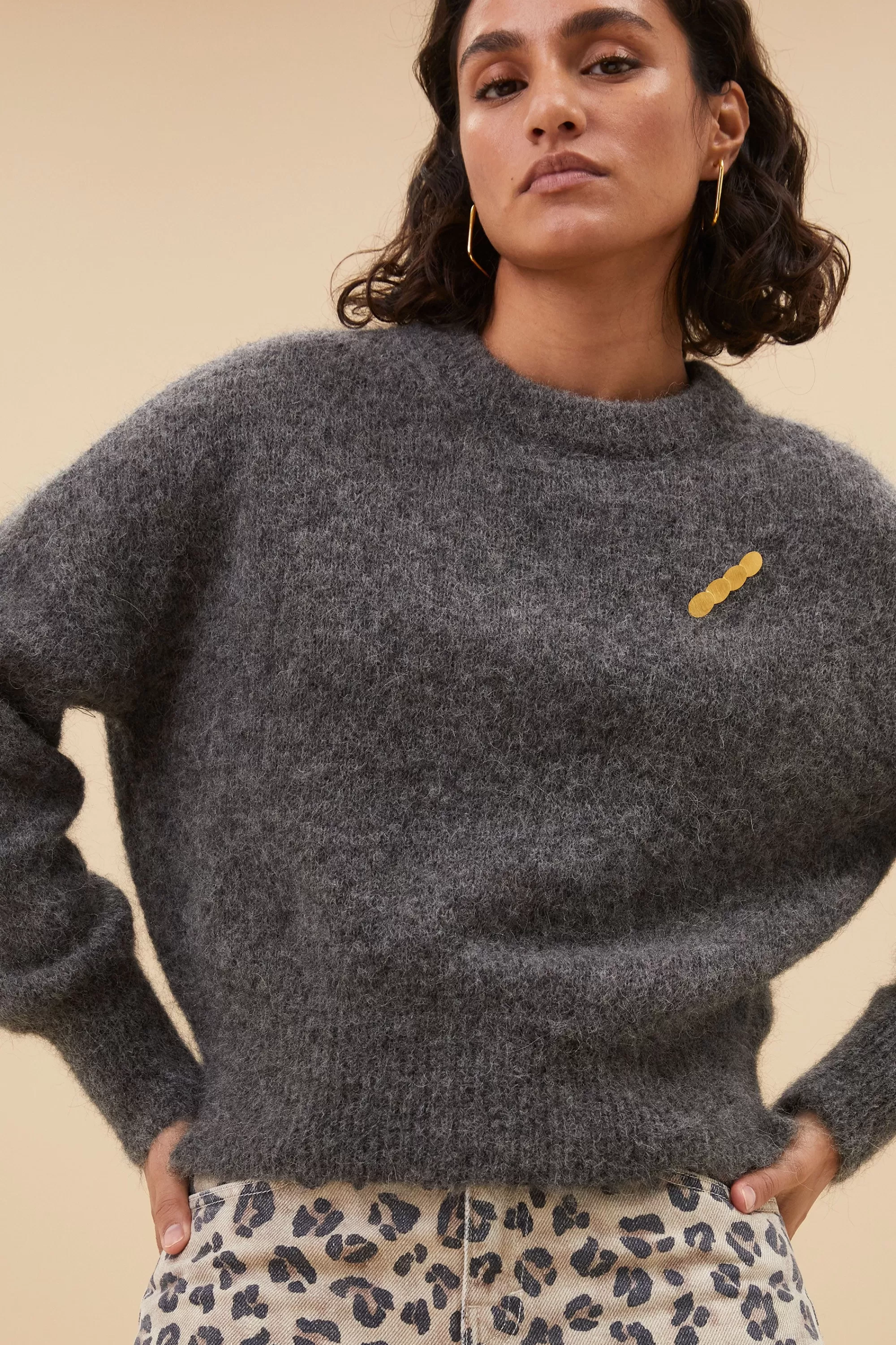 Shop sonny natural pullover | dark grey melee Truien